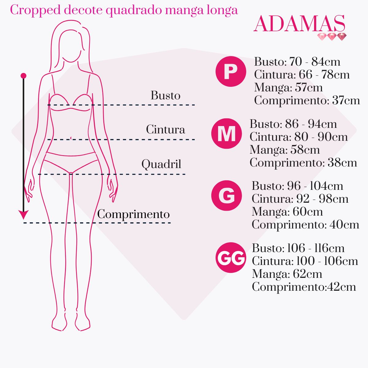 Cropped decote quadrado manga longa